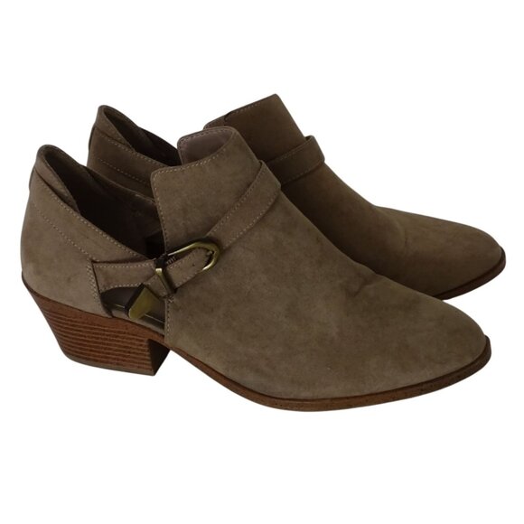 Time And Tru Women Tan Faux Suede Ankle Bootie Memory Foam Women Size 11 - Picture 2 of 10